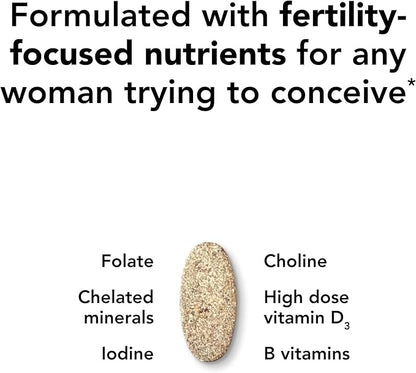 Theralogix TheraNatal Core Preconception Vitamin Supplement - 90-Day Supply - Prenatal Vitamins & Fertility Supplement for Women with Folate, Vitamin D3, Choline & More* - NSF Certified - 90 Tablets
