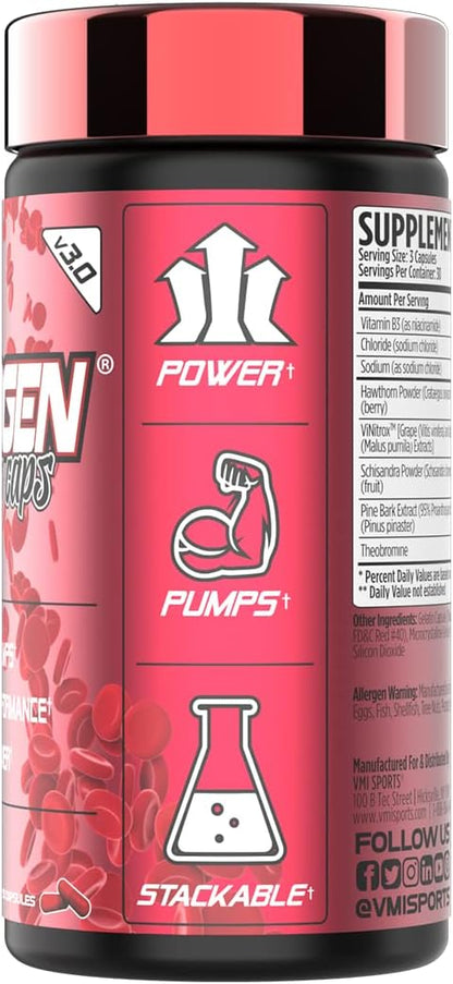 VMI Sports | Vasogen Ultra Nitric Oxide Booster | Stim Free Pre Workout for Strength, Endurance & Muscle Building | Vasodilator and Nitric Oxide Supplement (90 Capsules)