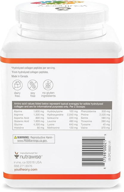 Youtheory Collagen Powder - Premium Collagen Supplement with Vitamin C & Biotin - For Healthy Hair, Skin, Nails & Joints - Hydrolyzed & Highly Absorbable - Dairy, Soy & Gluten Free - Chocolate - 10 oz