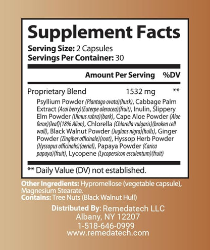 Psyllium Husk Plus – with Acai Berry, Natural Soluble Fiber, Prebiotic Fiber, Bulk Laxative - Supports Regularity, Digestive & Gut Health - Helps with Constipation & Diarrhea – 60 Capsules