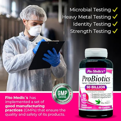 FITO MEDIC'S Lab - Probiotics for Women - 50 Billion CFU of- probiotics- 60 Days Servings s -probiotics for Digestive Health- 16 - probiotic - Blend. Promotes Digestive Balance.