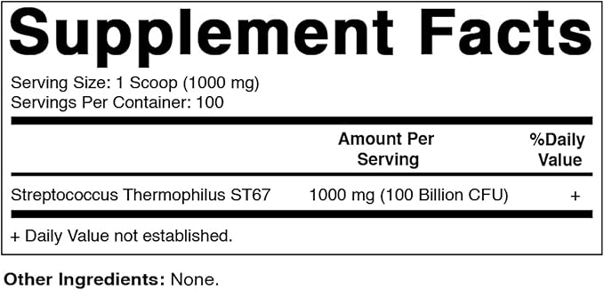 Vitamatic Streptococcus Thermophilus Probiotic Powder - Digestive Health Support - 100 Gram (3.5 OZ) - 100 Servings