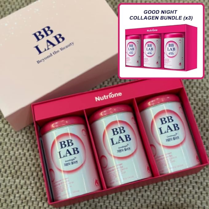 BB LAB Good Night Collagen, Low Molecular Collagen Powder Stick Supplement, Marine Collagen, Fish Collagen, Vitamin C, Hyaluronic Acid, 17 Probiotics, Fast Absorption, Mix Berry Flavor (Pack of 3)
