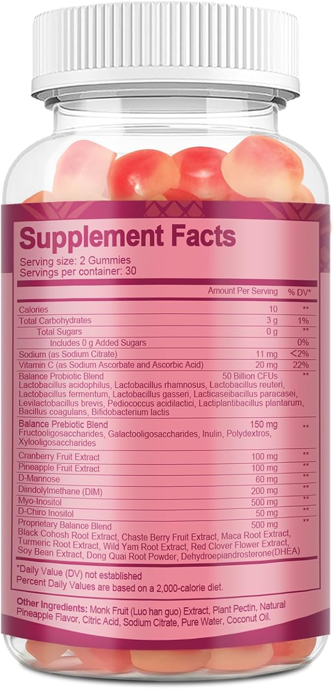 (Pack of 2 Premium Feminine Balance Gummies Sugar Free Multivitamin Gummies for Women 60 Count
