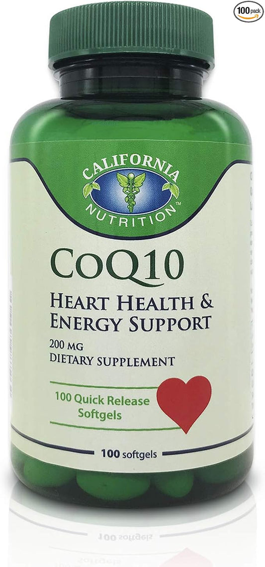 CoQ10 200mg Softgels, Coenzyme Q10 Coq-10 Co Q 10 Supplements, 100 Counts High Absorption Quick Release Co Q-10 Antioxidant for Heart Health & Energy Production, 100 Days Supply