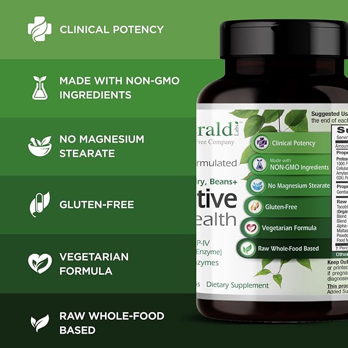 EMERALD LABS Digestive Health - Digestive Aid with Probiotics & Digestive Enzymes - Supports Gut Health & Constipation - Vegetarian, Gluten-Free - 90 Vegetable Capsules (30-Day Supply)