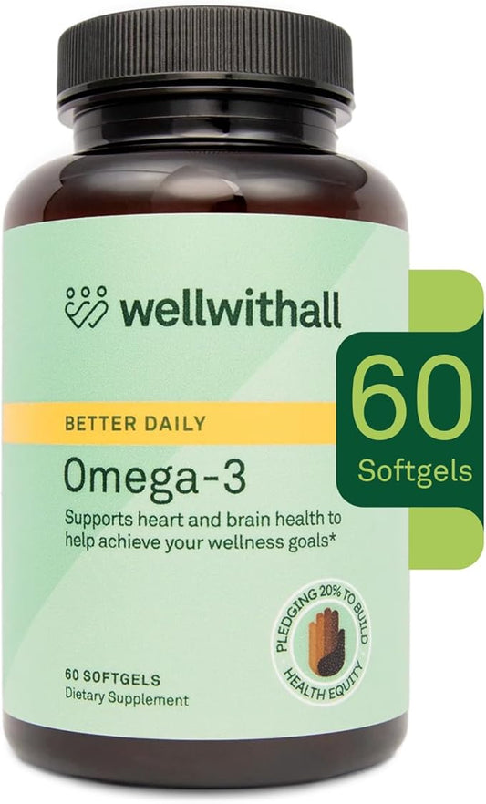 Omega-3 Fish Oil Supplement | Supports Heart and Eye Health | 450mg EPA, 300mg DHA | Promotes Brain Function | Ideal for Daily Wellness Routine | Omega 3 Fatty Acid | 60 Softgel Capsules