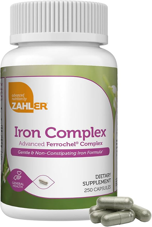 Zahler Iron Complex, Gentle & Non-Constipating Iron Formula, 250 Capsules