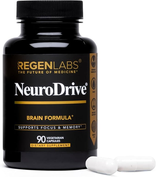 NeuroDrive Memory & Focus Supplement - Boost Brain Focus, Mental Health & Brain Fog | Natural Doctor Approved - Brain Nootropic, Phosphatidylserine, Centrophenoxine, Bacopa - 90 Capsules