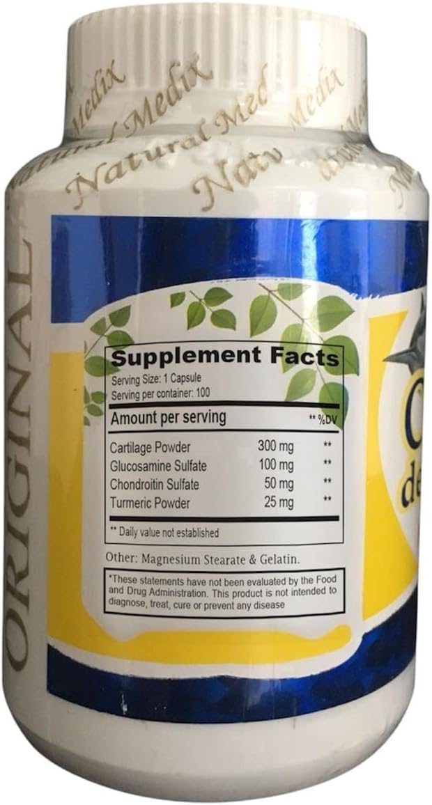 Cartilage – Joint Support Supplement with Glucosamine, Collagen & Magnesium – 100 Caps - Cartílago de Tiburon