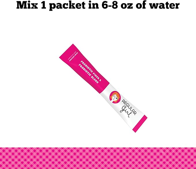 Regular Girl Organic Powder, Prebiotic Fiber Supplement and Probiotics for Women, Low FODMAP, 30 On-The-Go Packets, Unflavored, 30 Serving Packets