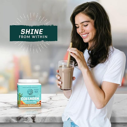 Vegan Collagen Protein Powder for Women | Plant Based Collagen Powder with Vegan Hair Skin and Nails Vitamins | Non-GMO No Added Sugar Soy Dairy & Gluten Free (Salted Caramel, 20 Servings)
