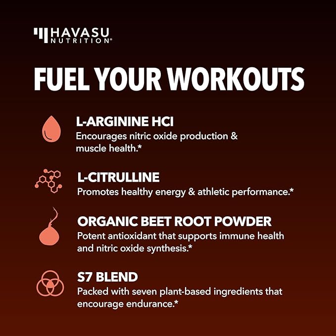 L-Arginine Powder - Nitric Oxide Supplement for Men and Women with L-Citrulline and Beet Root - Pre and Post Workout Support for Endurance and Recovery - Tangerine Flavor, 1 Month Supply (30 Scoops)
