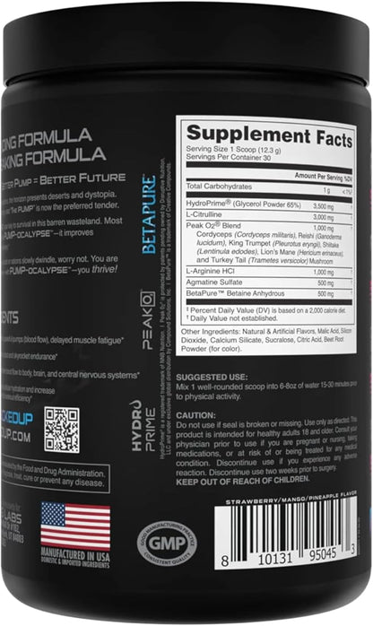 Pump-ocalypse Miami | Nitric Oxide and L Arginine Supplement with Citrulline Malate, GlycerPump | Ultimate N.O. Booster | Lean Muscle Support for Blood Flow, Vascularity, Hydration and Endurance