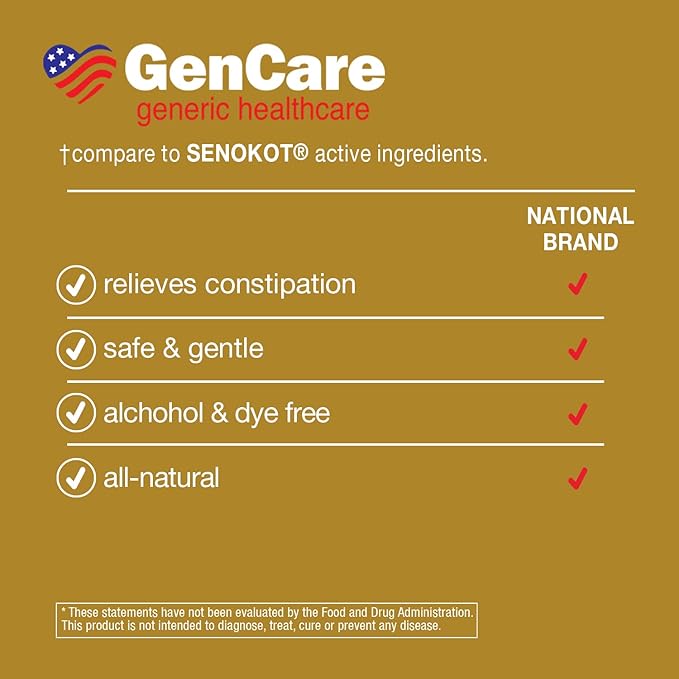GenCare - Senna Syrup Liquid Laxative (8 Fl Oz Bottle) All Natural Vegetable Sennosides Active Ingredient | Easy to Swallow Constipation Relief for Adults and Kids 12 and Older | Best Value Size