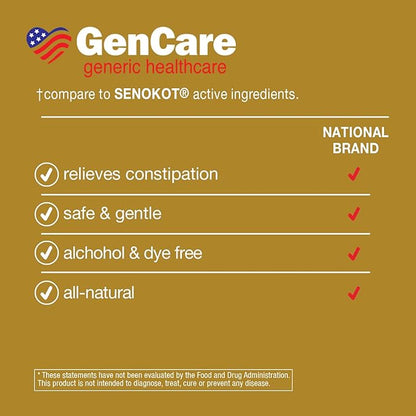GenCare - Senna Syrup Liquid Laxative (8 Fl Oz Bottle) All Natural Vegetable Sennosides Active Ingredient | Easy to Swallow Constipation Relief for Adults and Kids 12 and Older | Best Value Size