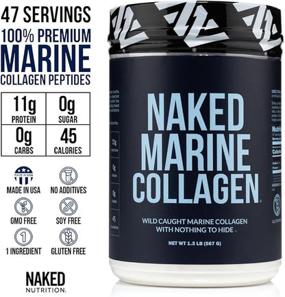 NAKED Marine Collagen Peptides Protein Powder - Unflavored - from Wild Caught Cod - Paleo Friendly, Non-GMO, Soy-Free, Gluten-Free - 47 Servings