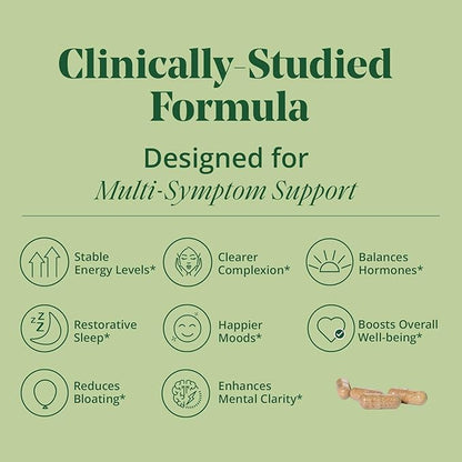 Semaine Daily Hormone Balance – Clearer Skin, Enhanced Moods, Deeper Sleep & Happier Hormones. Hormone-Free, Vegan Capsule, Multi-Symptom Support (60 ct)