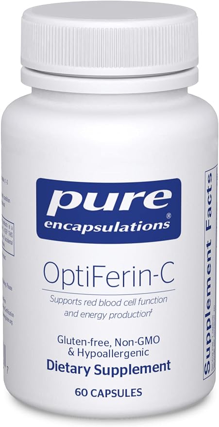 Pure Encapsulations OptiFerin-C - for Red Blood Cells & Energy - Iron Absorption Support - Energy Supplement* - Vitamin C Enriched - Gluten Free & Non-GMO - 60 Capsules