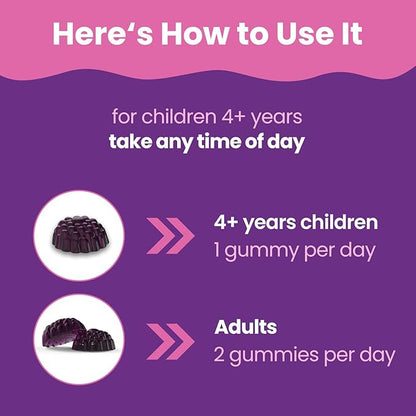 Kids Elderberry Gummies 50mg - Daily Immune Support with Vitamin C & Zinc, Natural Berry Flavor, Antioxidant, Gluten Free, 60 Gummies (2-Month Supply)
