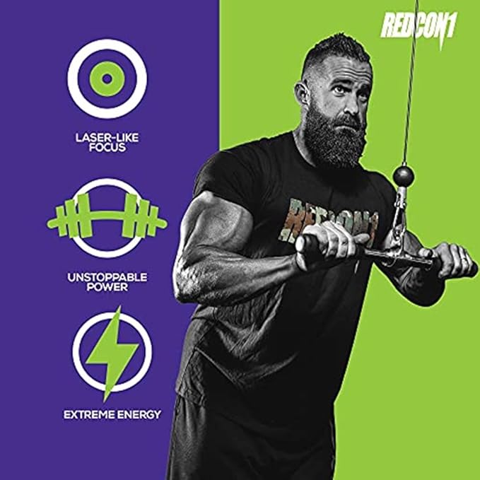REDCON1 Total War Preworkout, Sour Gummy Bear - Contains 320mg of Caffeine from Green Tea, Juniper & Beta Alanine - Pre Work Out with Amino Acids to Increase Pump, Energy + Endurance (30 Servings)