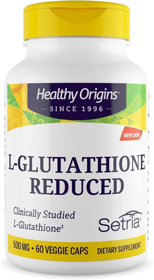 Healthy Origins L-Glutathione 500 mg (Setria, Non-GMO, Gluten Free, Antioxidant, Immune Support, Skin Support), 60 Veggie Caps
