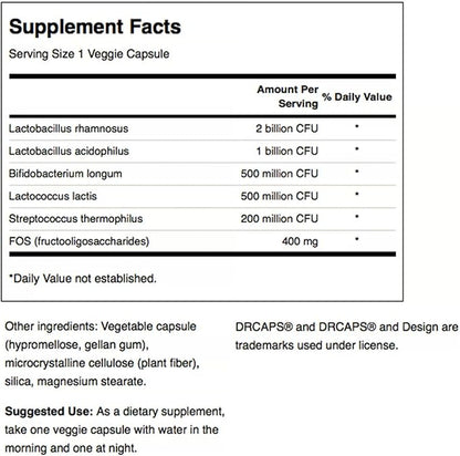 Swanson Probiotic Complex 4.2 Billion CFU 5-Strain Digestive Health Fat Metabolism Satiety Prebiotic FOS Complex Supplement 120 Veggie DRcaps (2 Pack)