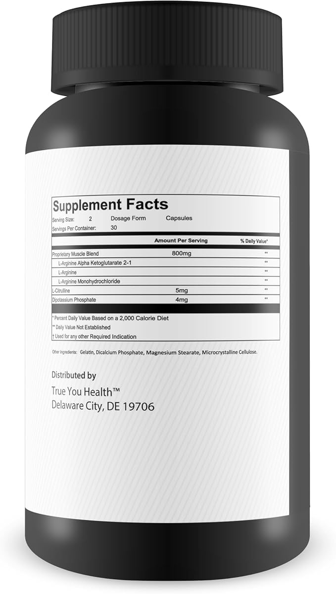True Vitaliti Pro Blood Flow Pro L-Arginine - Our Best Circulation Supplement for True Vitality Male Blood Flow & Circulation Health - L-Arginine Mens Circulation Supplement - Help Blood Flow