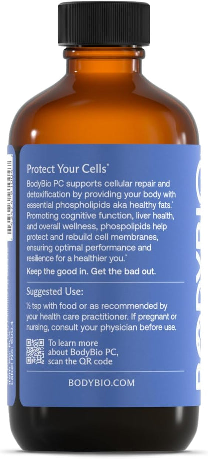 BodyBio Brain Supplement 4 oz. - Phospholipid Complex for Healthy Aging | Nootropics Booster | Enhance Focus, Memory, Cellular Repair Phosphatidylcholine for Increased Bioavailability