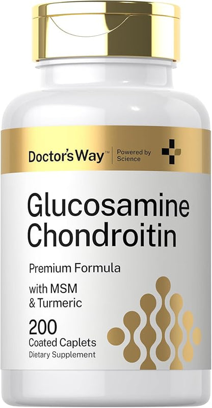 Doctor's Way Glucosamine Chondroitin Turmeric MSM | 200 Caplets | Advanced Support Complex | Non-GMO, Gluten Free Supplement