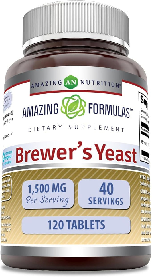 Amazing Formulas Brewers Yeast Supplement | 1500 Mg Per Serving | 120 Tablets | Non-GMO | Gluten Free | Made in USA