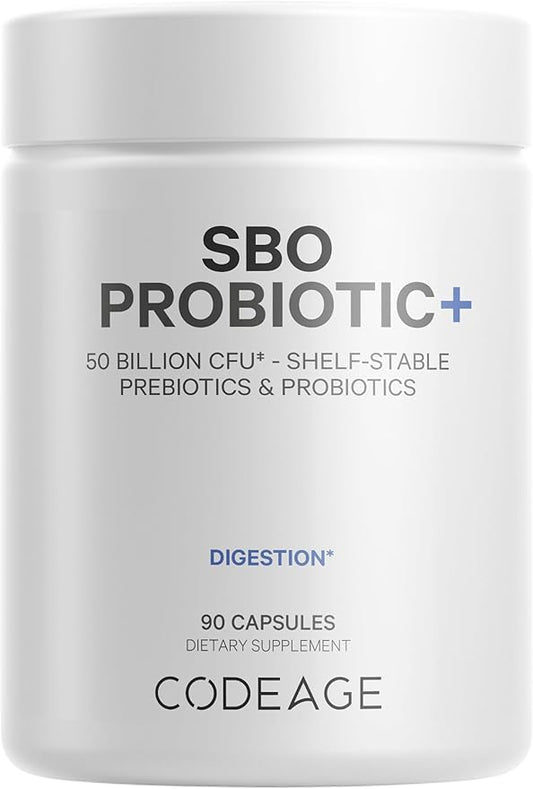 Codeage SBO Probiotics, 50 Billion CFUs Per Serving, Multi Strain Soil Based Organisms Blend and Organic Fermented Botanical Blend, Shelf-Stable, 90 Capsules