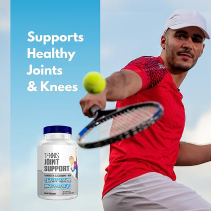 Tennis Joint Support Supplement - Healthy Knees, Back, Cartilage, & Joints – Glucosamine Chondroitin MSM- GMP Certified Tennis Supplements and Joint Support for Athletes – 90 Capsules