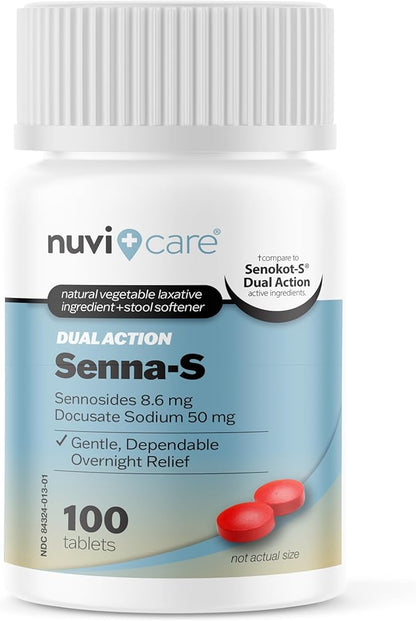 Senna Plus Laxative Stool Softener - Docusate Sodium (50mg) Stool Softener with Stimulant Laxative Sennosides (8.6mg) - Compare to Senokot-S for Occasional Constipation Relief* (100 Tablets)