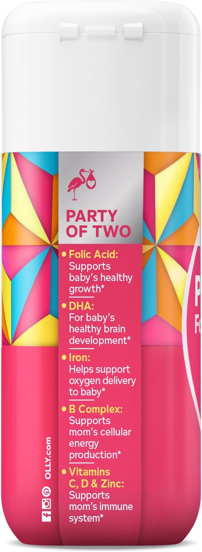 OLLY Ultra Strength Prenatal Multivitamin Softgels, Supports Healthy Growth, Brain Development, Iron, Folic Acid, DHA, Vitamins C, E, 30 Day Supply-60 Count