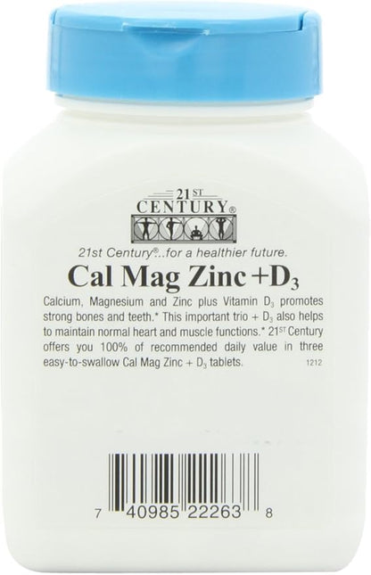 21st Century Cal Mag Zinc +D Tablets, 90 Count (Pack of 2)