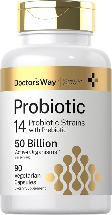 Doctor's Way Probiotic Supplement | 50 Billion Active Organisms | 90 Capsules | 14 Strains with Prebiotic | for Men and Women | Vegetarian, Non-GMO, Gluten Free