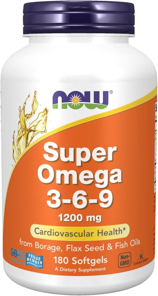 Now Foods Super Omega 3-6-9 Soft-gels, 1200Mg, 180-Count