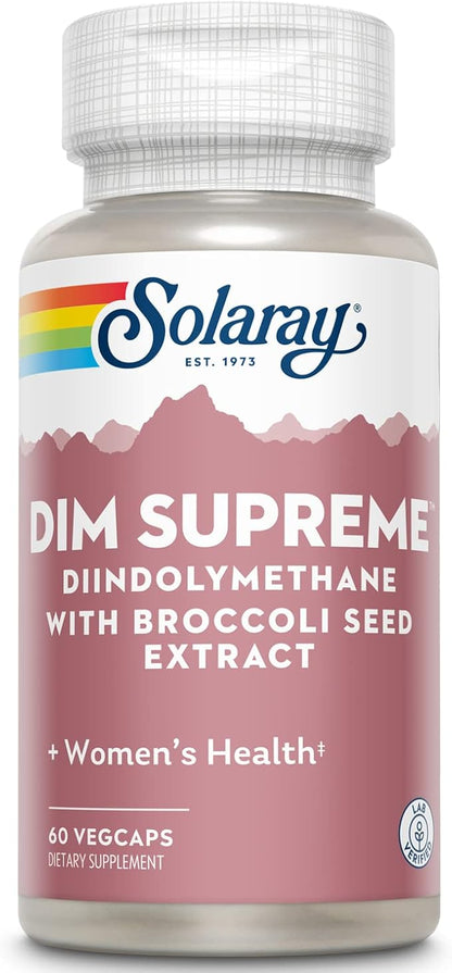 SOLARAY DIM Supreme - DIM Supplement 100mg - Diindolylmethane DIM Complex with Broccoli Seed Extract and Bioflavonoids - Women's Health and Balance Support - 60-Day Guarantee - 60 Servings, 60 VegCaps