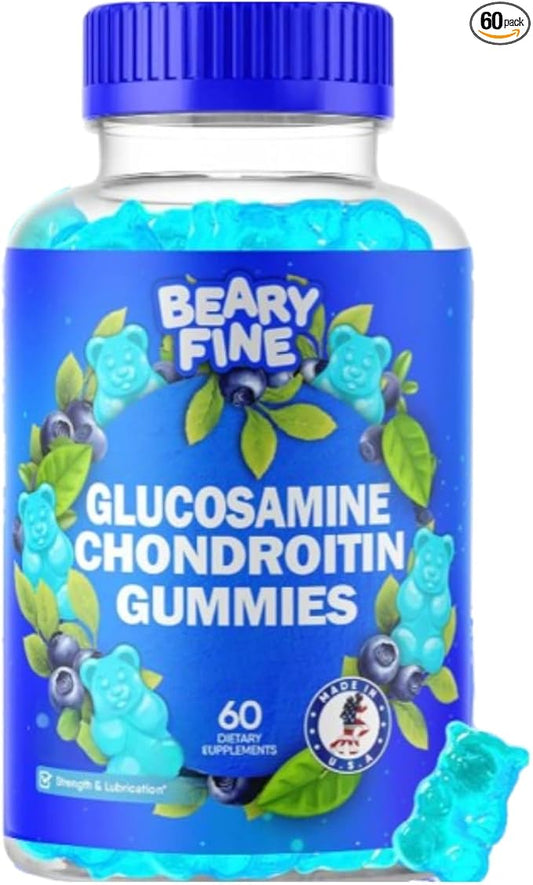 Glucosamine Chondroitin Gummies – 1500mg Extra Strength with MSM – for Adults, Men & Women – 60 Gummies – Made in The USA