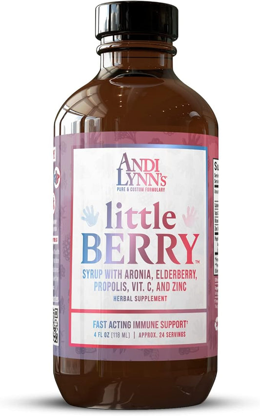 Andi Lynn’s LittleBerry, Elderberry Syrup for Kids - Organic Vitamin C & Zinc, Herbal Supplement - Fast-Acting Immune Support, 4oz - Pure Elderberry Syrup for Children's Wellness