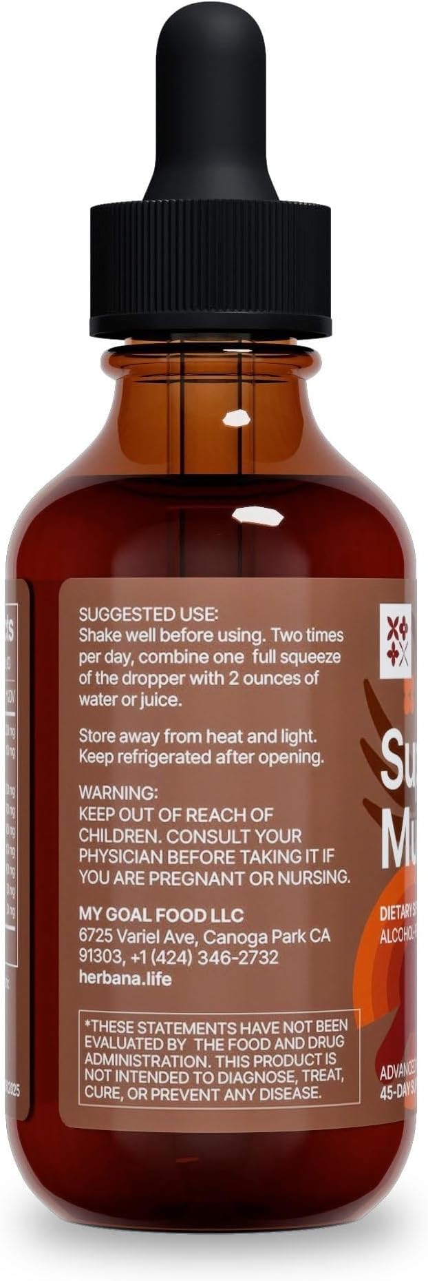 Super Mushrooms 8-in1 - 2 fl oz Liquid Extract - Brain Booster & Immune Support Drops - Reishi, Lion`s Mane, Cordyceps, Chaga, Mitake, Turkey Tails, Shiitake, Agaricus - High Potency - 45-Day Supply