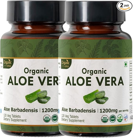 Aloe Vera 120 Tablets | Aloe Barbadensis (Aloe Vera) | USDA Organic Certified | Organic and Natural 120tab - Pack of 2