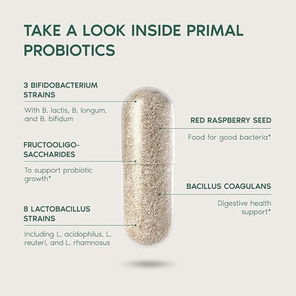 Primal Harvest Probiotics for Women & Men Daily Probiotic Supplement with 12 Strains for Gut & Digestive Health 30 Capsules