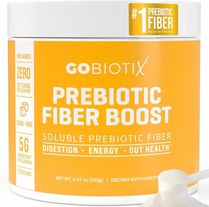 GOBIOTIX Prebiotic Fiber Supplement Powder for Digestive Health, Soluble Fiber for Gut Health, Gluten & Sugar Free, Keto, Vegan, 35 Servings (1 Pack)