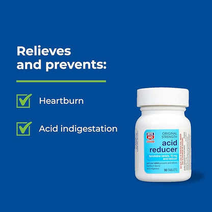 Rite Aid Acid Reducer, Original Strength Famotidine Tablets, 10 mg - 2 Bottles, 90 Count Each (180 Count Total) | Heartburn Relief | Acid Reflux | Heartburn Chews & Tablets