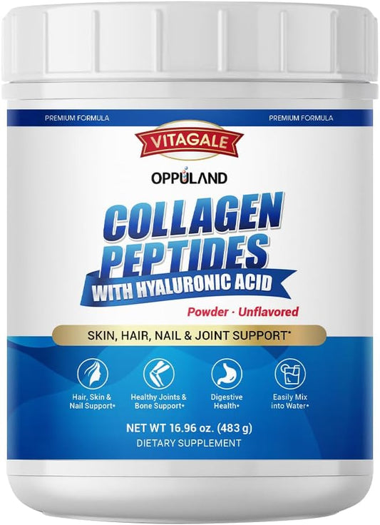 Collagen Peptides Powder with Hyaluronic Acid – Hydrolyzed Protein for Men & Women – Unflavored Collagen Supplement – Clean & Simple Ingredients – Skin Hair Nail & Joint Support - 483 g