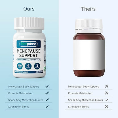 Menopause Probiotic Supplements for Women - 60 Billion CFU Akkermansia Probiotics for Hormone Balance, Night Sweats, Hot Flashes Relief, Gut Health - 60 Ct