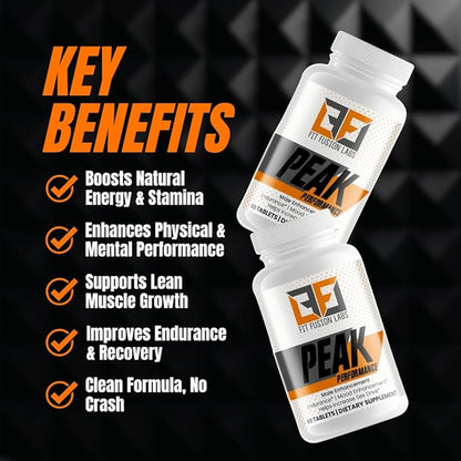 Peak Performance Natural Male Enhancement & Energy Booster – Tongkat Ali, Maca, Zinc & Ginseng – Supports Stamina, Strength & Recovery – 60 Tablets