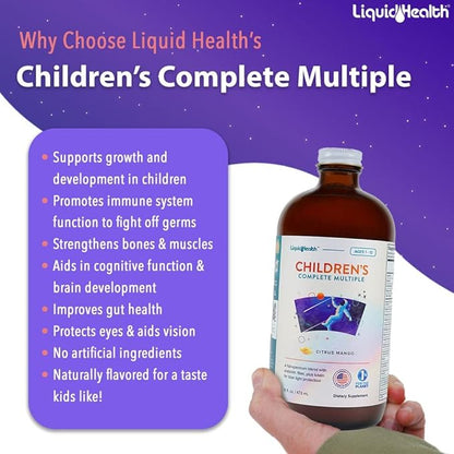 LIQUIDHEALTH Children's Complete Liquid Multivitamin for Kids, Toddlers - Essential Vitamins, Nutrients & Minerals, Immune Support, Gut Health - Made in The USA, Vegan, Non GMO, Sugar-Free (2 Pack)